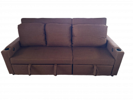 Sofá cama lineal 3 plazas moderno+USB+type-C+portavasos - marrón 210cm COSTA R