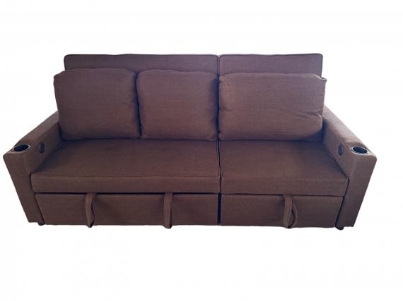 Foto Sofá cama lineal 3 plazas moderno+USB+type-C+portavasos - marrón - 210cm - COSTA R