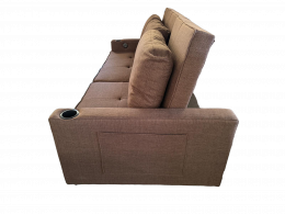 Sofá cama lineal 3 plazas moderno+USB+type-C+portavasos - marrón 210cm COSTA R
