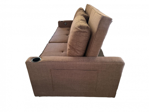 Foto Sofá cama lineal 3 plazas moderno+USB+type-C+portavasos - marrón - 210cm - COSTA R