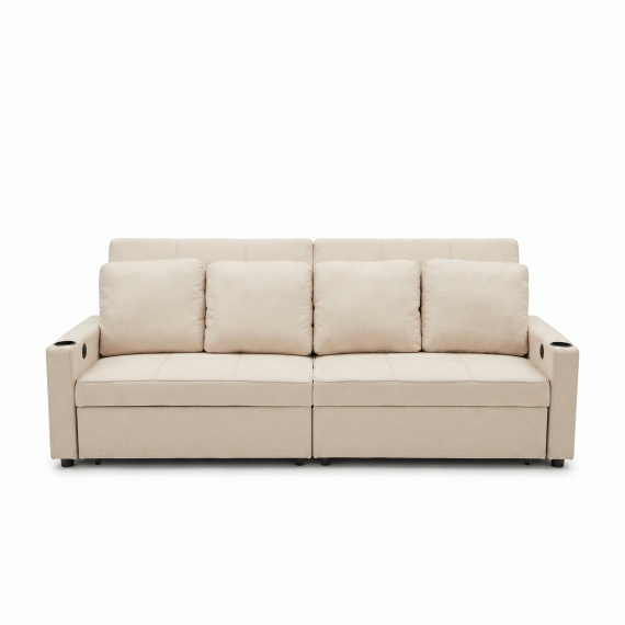 Foto Sofá cama lineal 4 plazas USB type-C portavasos 252cm - Costa R