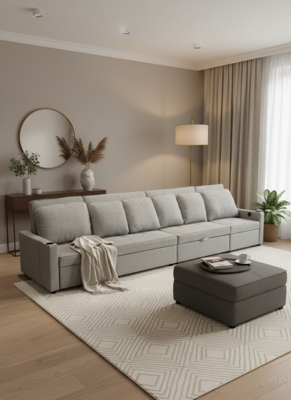 Foto Sofá Cama I Lineal I 400cm I 6 Plazas I Puertos USB y Type-C Integrados COSTA R XXL