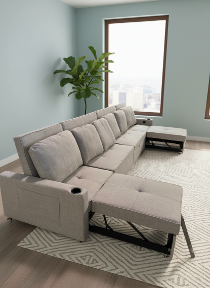 Foto Sofá Cama I Lineal I 400cm I 6 Plazas I Puertos USB y Type-C Integrados COSTA R XXL