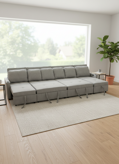 Foto Sofá Cama I Lineal I 400cm I 6 Plazas I Puertos USB y Type-C Integrados COSTA R XXL