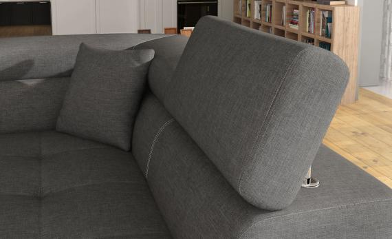Foto Sofá cama rinconera con arcón gris/blanco, tela/polipiel - Anton, 272x203