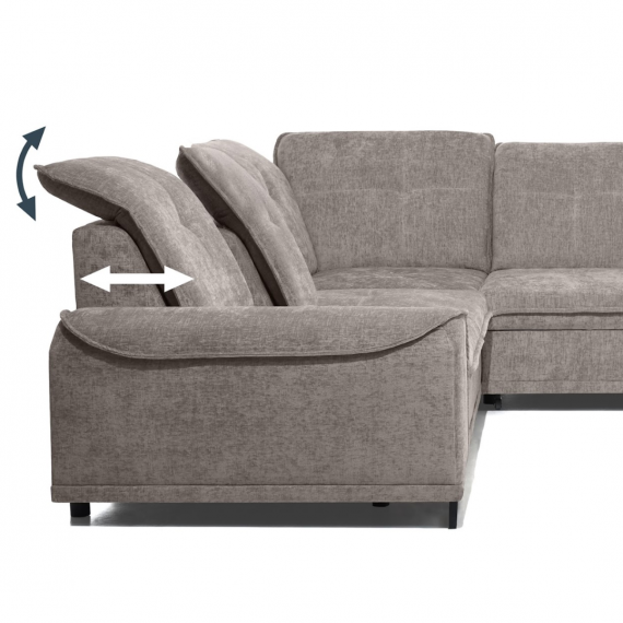 Foto Sofá Cama Rinconera Tejido Szenil Color Gris Claro con Arcón Boss XL