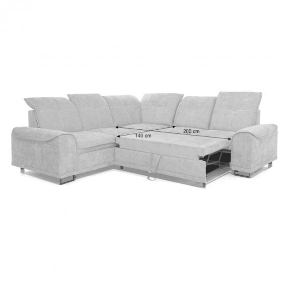 Foto Sofá Cama Rinconera Tejido Szenil Color Gris Claro con Arcón Boss XL