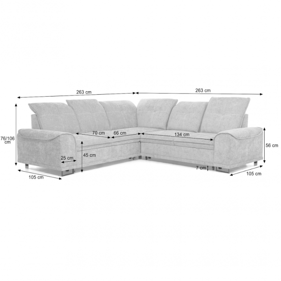 Foto Sofá Cama Rinconera Tejido Szenil Color Gris Claro con Arcón Boss XL