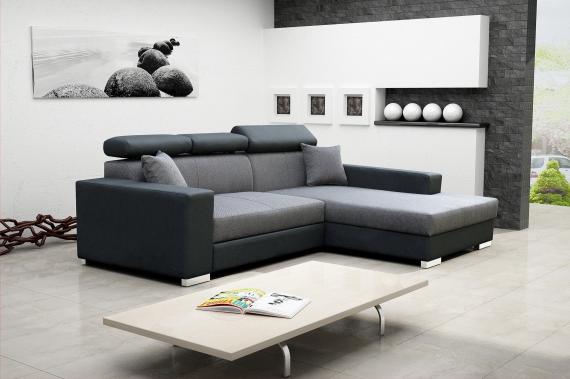 Foto Sofá chaise longue cama con reposacabezas reclinables — MÉXICO DE LUX, Gris claro / negro