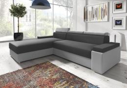 Sofá chaise longue cama con reposacabezas reclinables — MÉXICO DE LUX, Gris oscuro / claro