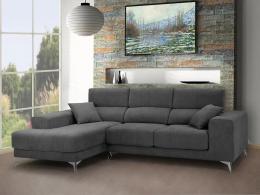 Sofá Chaise Longue con asientos deslizantes de viscoelástica – Boston, Gris oscuro