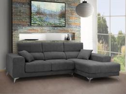 Sofá Chaise Longue con asientos deslizantes de viscoelástica – Boston, Gris oscuro