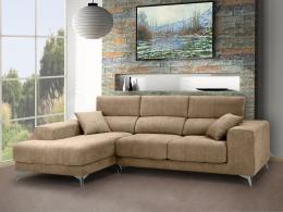 Sofá Chaise Longue con asientos deslizantes de viscoelástica – Boston, Beige