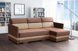 Sofá chaise longue con cama muy cómodos y estilo - KOLIBER, Beige / Marrón, 220 cm x 146