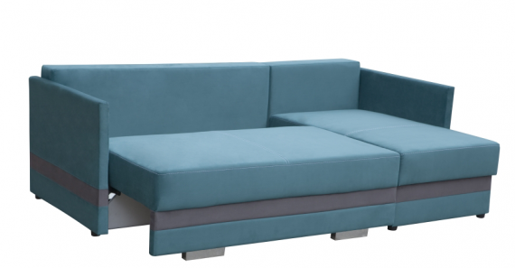 Foto Sofá chaise longue con cama muy cómodos y con estilo - KOLIBER, Azul / Gris, 220 cm x 146 cm