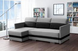 Sofá chaise longue con cama muy cómodos y estilo - KOLIBER, Gris / Negro, 220 cm x 146