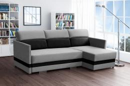 Sofá chaise longue con cama muy cómodos y estilo - KOLIBER, Gris / Negro, 220 cm x 146