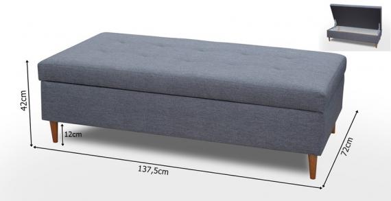 Foto Sofá chaise longue con puf - AREO, Gris