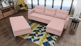 Sofá chaise longue con puf - AREO, Rosa