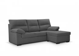 Sofá Chaise Longue económico en tela sintética reversible 3 pl – Bruselas, Gris oscuro