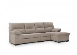 Sofá Chaise Longue económico en tela sintética reversible 4 pl – Bruselas, beige