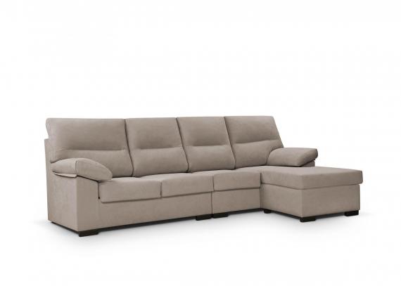 Foto Sofá Chaise Longue económico en tela sintética reversible 4 pl – Bruselas, beige