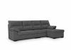 Foto Sofá Chaise Longue económico en tela sintética reversible 4 pl – Bruselas, Gris oscuro