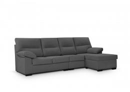 Sofá Chaise Longue económico en tela sintética reversible 4 pl – Bruselas, Gris oscuro