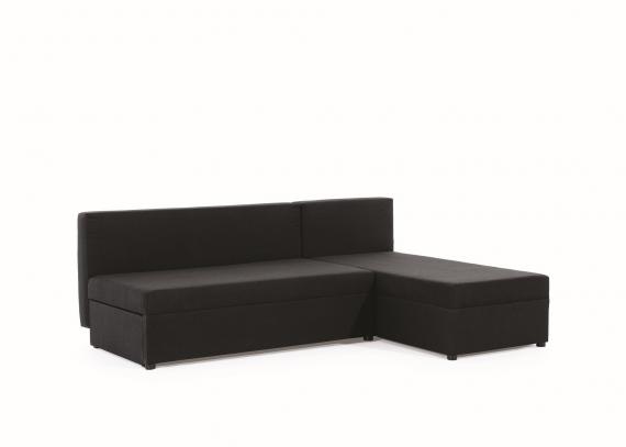 Foto Sofá chaise longue reversible pequeño con cama – Gino, Negro, 206cm x 146cm