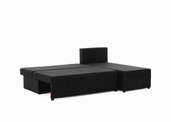 Foto Sofá chaise longue reversible pequeño con cama – Gino, Negro, 206cm x 146cm