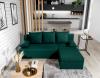 Foto Sofá chaise longue reversible pequeño con cama – Gino, Verde, 206cm x 146cm