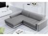 Foto Sofá chaise longue tapizado convertible en cama - MARTÍN, Gris claro / Blanco, 260cm x 177cm