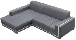 Sofá chaise longue tapizado convertible en cama - MARTÍN, Gris / Blanco, 260cm x 177cm