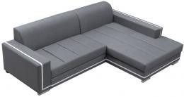 Sofá chaise longue tapizado convertible en cama - MARTÍN, Gris / Blanco, 260cm x 177cm