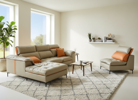 Foto Sofá Chaise Longue B3 | Microfibra de Lujo y Relleno de Látex (345x180 cm)