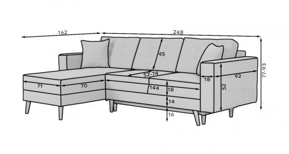 Foto Sofá Chaiselongue-cama-gris claro-248x162cm - ASGARD L