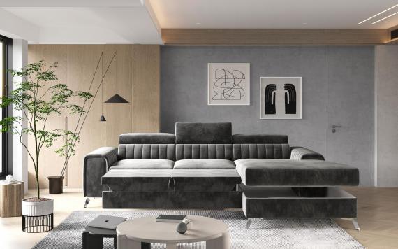 Foto Sofá Chaiselongue cama - Grayson, Gris oscuro