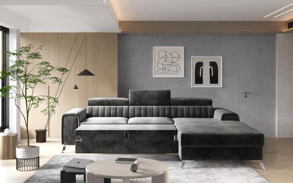 Foto Sofá Chaiselongue cama - Grayson, Gris oscuro