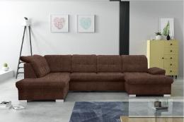 Sofá en forma de U con reposacabezas reclinables y cama extraíble – Nixon, Marron, 330x212x170