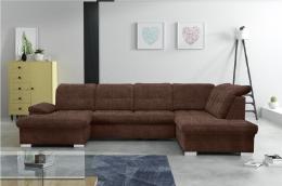 Sofá en forma de U con reposacabezas reclinables y cama extraíble – Nixon, Marron, 330x212x170