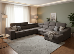 Sofá Panorámico en U ANGELA | 7 Plazas XXL con Cama y 9 Cabezales Reclinables (335 cm)