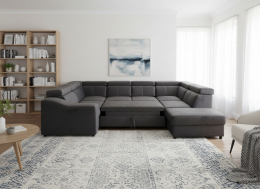 Sofá Panorámico en U ANGELA | 7 Plazas XXL con Cama y 9 Cabezales Reclinables (335 cm)