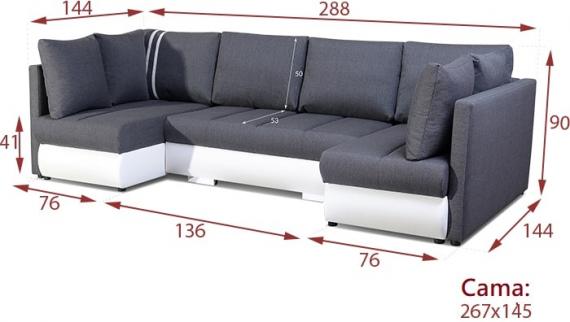 Foto Sofá en forma de U pequeño con cama, 2 chaise longue y 3 arcones – Bora #1493