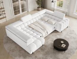 Sofá en U moderno (2 chaiselongs) con cama y arcón 347x202 - Blanco FECTORY