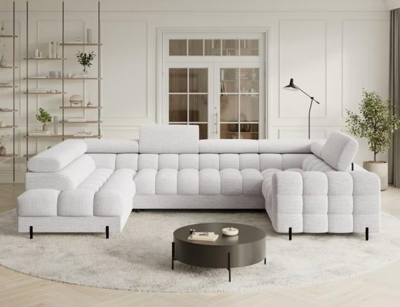 Foto Sofá en U moderno (2 chaiselongs) con cama y arcón 347x202 - Blanco - FECTORY