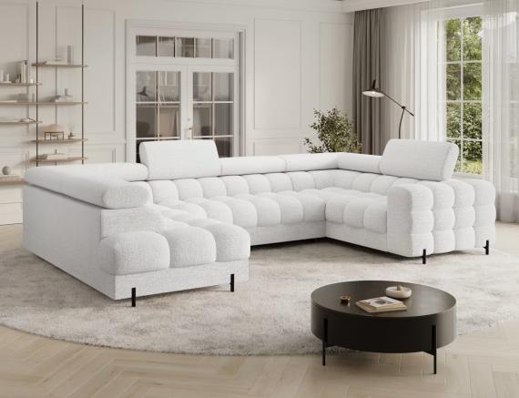 Foto Sofá en U moderno (2 chaiselongs) con cama y arcón 347x202 - Blanco - FECTORY