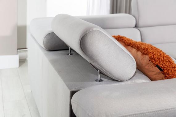 Foto Sofá en U moderno (2 chaiselongs) con cama y arcón – Letto, Tela y polipiel, Negro / Blanco, 340x202