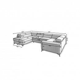 Sofá en U moderno (2 chaiselongs) con cama y arcón  - Luis, Gojo 5, izquierdo