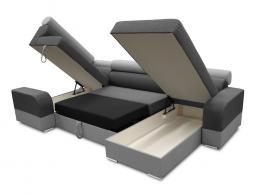 Sofá en U rinconera grande con chaise longue y cama – Infinity, Izquierdo, Gris