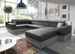 Sofá en U rinconera grande con chaise longue y cama – Infinity, Izquierdo, Gris